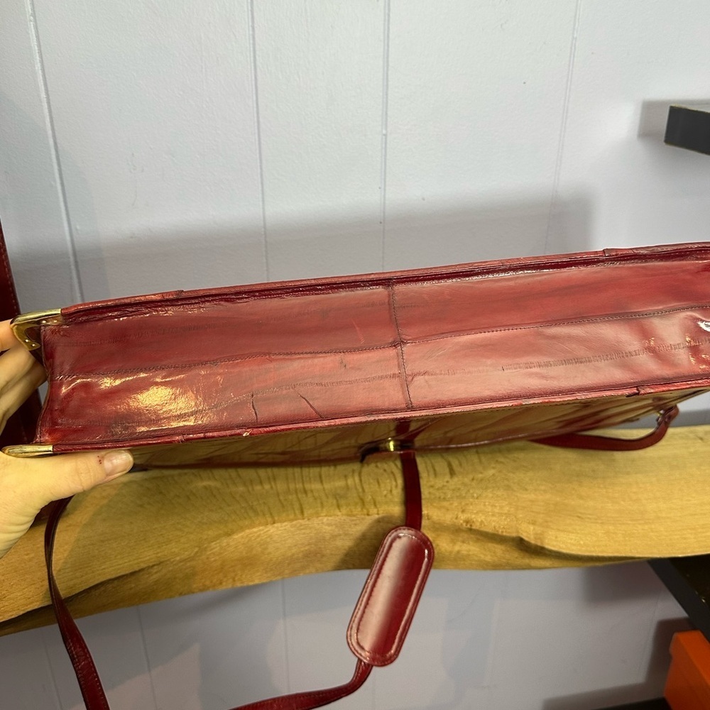 Elegant Burgundy EEL skin vintage Attaché SET - Picture 5 of 15
